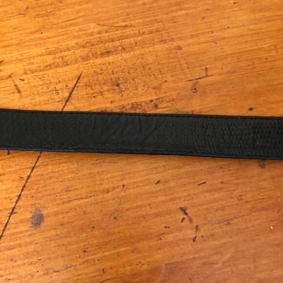 Ritz Accessories Collection Genuine Leather Belt Black Gold Tone Buckle Large - Picture 12 of 16